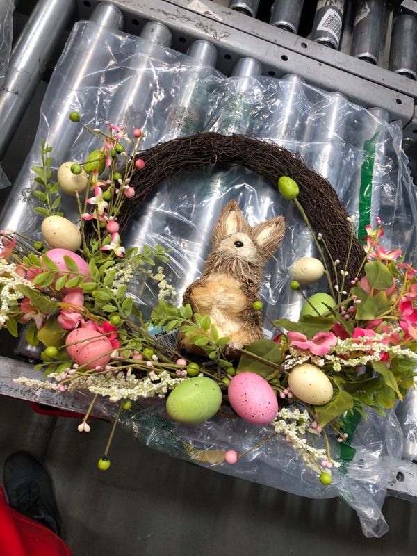 Photo 2 of 20 in. Spring Time Easter Bunny Wreath