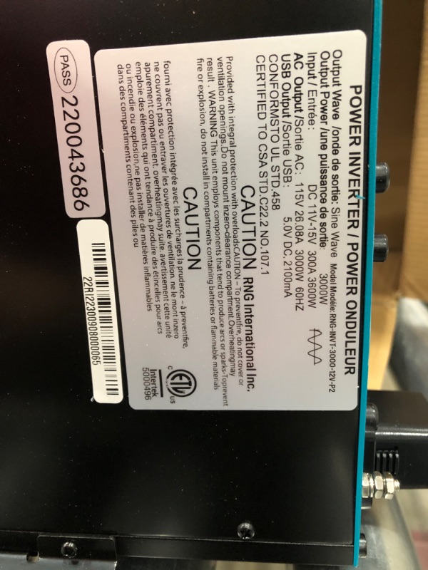 Photo 5 of ** MISSING SOLAR PANELS ** Renogy 3000W Pure Sine Wave Inverter 12V DC to 120V AC Converter & 2PCS 100 Watt Solar Panels 12 Volt Monocrystalline, High-Efficiency Module PV Power Charger, 2-Pack Compact Design Converter + Charger, 2-Pack 3000W