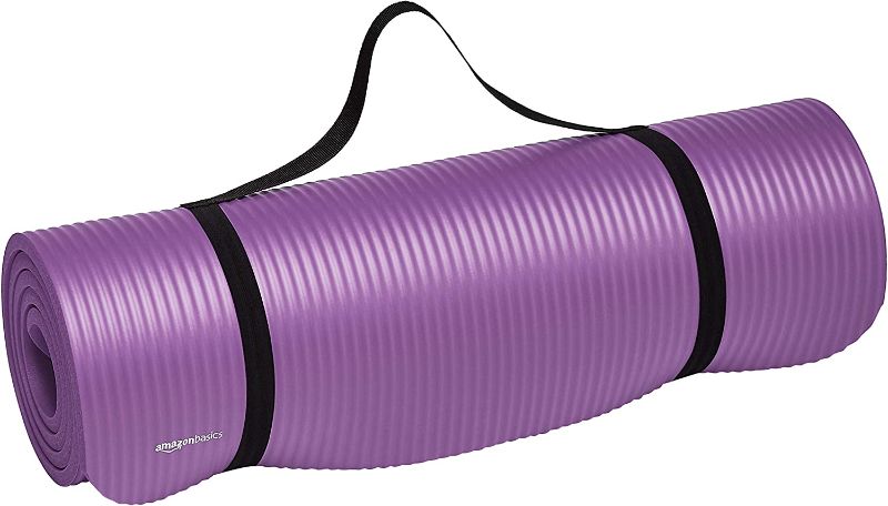 Photo 1 of *READ NOTES*Amazon Basics Extra Thick Exercise Yoga Gym Floor Mat with Carrying Strap - 74 x 24 x .5 Inches, Purple 