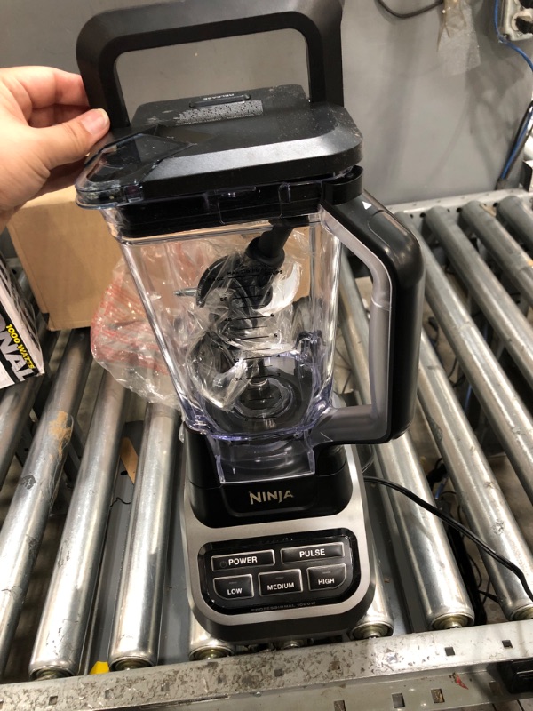 Photo 4 of ***POWER ON*** Ninja BL610 Professional 72 Oz Countertop Blender with 1000-Watt Base and Total Crushing Technology for Smoothies, Ice and Frozen Fruit, Black, 9.5 in L x 7.5 in W x 17 in H with 25 Chef-inspired Recipes