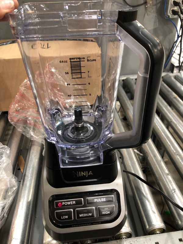 Photo 3 of ***POWER ON*** Ninja BL610 Professional 72 Oz Countertop Blender with 1000-Watt Base and Total Crushing Technology for Smoothies, Ice and Frozen Fruit, Black, 9.5 in L x 7.5 in W x 17 in H with 25 Chef-inspired Recipes