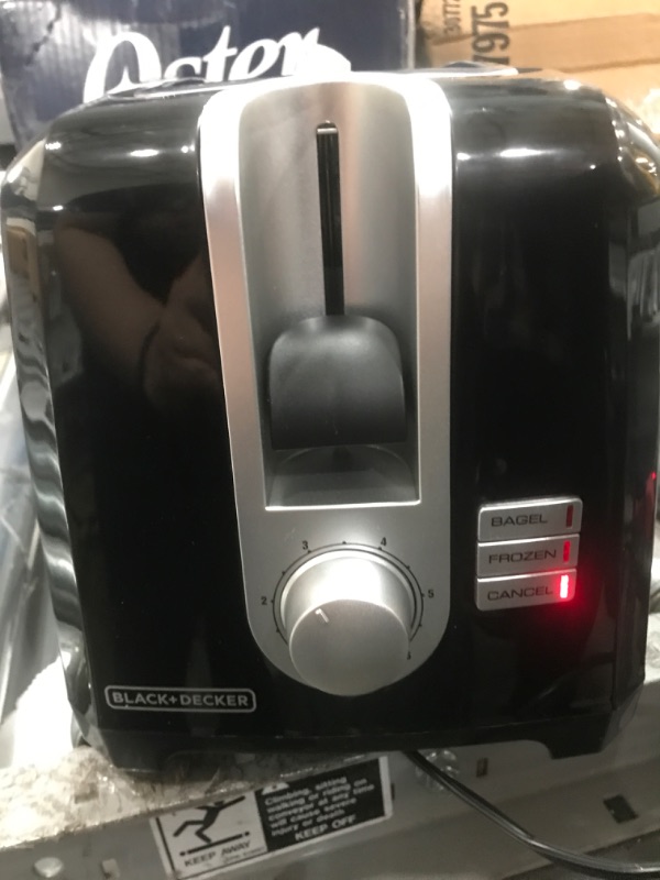 Photo 2 of ***POWERS ON*** BLACK+DECKER 2-Slice Extra-Wide Slot Toaster, Square, Black, T2569B