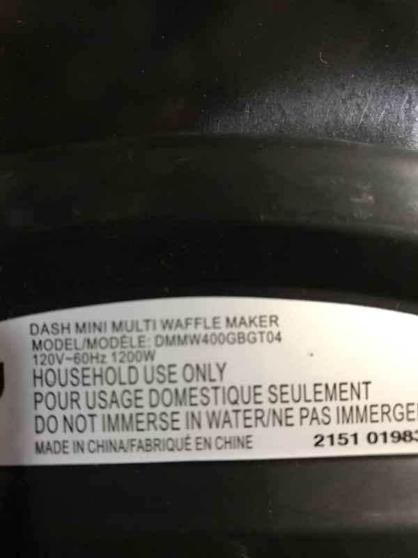 Photo 4 of *** POWERS ON *** DASH Multi Mini Waffle Maker: Four Mini Waffles, Perfect for Families and Individuals, 4 Inch Dual Non-stick Surfaces with Quick Release & Easy Clean - Graphite Graphite Mini Waffle Maker