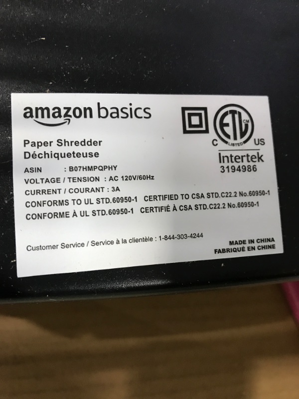 Photo 3 of *** POWERS ON *** Amazon Basics 12-Sheet Cross-Cut Paper and Credit Card Home Office Shredder 12 Sheet Shredder
