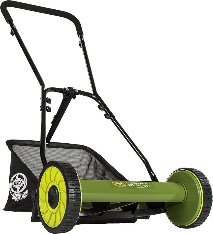 Photo 1 of *PARTS ONLY* Sun Joe MJ500M 16-Inch Manual Reel Mower w/Adjustable Cutting Height, 6.6-Gallon Removable Grass Catcher, 5 Steel Blades, 2-Wheels & Greenworks 0.065" Dual Line Replacement String Trimmer Line Spool 16-Inch Manual w/Grass Catcher Reel Mower +