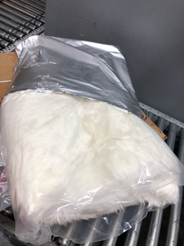 Photo 1 of LLB Genuine Sheepskin Area Rug Fur Carpet Fluffy White Fur Rug for Living Room Kids Bedroom Real Sheepskin Throw Lambskin Aesthetic Rugs Sofa Chair Seat Covers Dogs Mat (Ivory White, 4 x 6 ft) Ivory White 4 x 6 ft Sheepskin