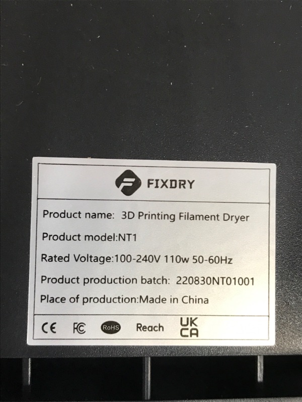 Photo 1 of FIXDRY 3D Printer Filament Dryer with Fan, 110W PTC Dehydrator Dryer Box Heated, Closed-Loop Constant Heating, Temperature Humidity Control, 2 Spool Compatible with 1.75mm, 2.85mm, 3.00mm59