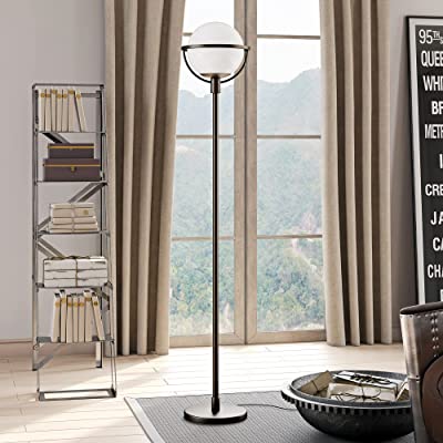 Photo 1 of MISSING HARDWARE**Cieonna Globe & Stem Floor Lamp with Glass Shade in Blackened Bronze/White