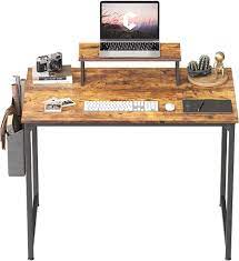 Photo 1 of Cubiker Computer Desk 40 Inch Home Office Writing Desk Student Study Desk with Small Table and Storage Bag, Rustic Brown
