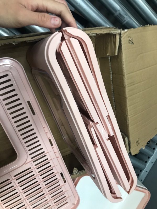 Photo 1 of **USED**
Medario Cat Litter Box, Large Foldable Front Entry Top Exit Litter Box with Lid for Cats, Cat Potty with Cat Litter Scoop and Cat Litter Mat Easy Clean Pink