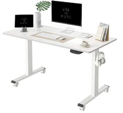 Photo 1 of 
FEZIBO Height Adjustable Electric Standing Desk, 48 x 24 Inches Stand Up Table, Sit Stand Home Office Desk with Splice Board, White Frame/White Top
