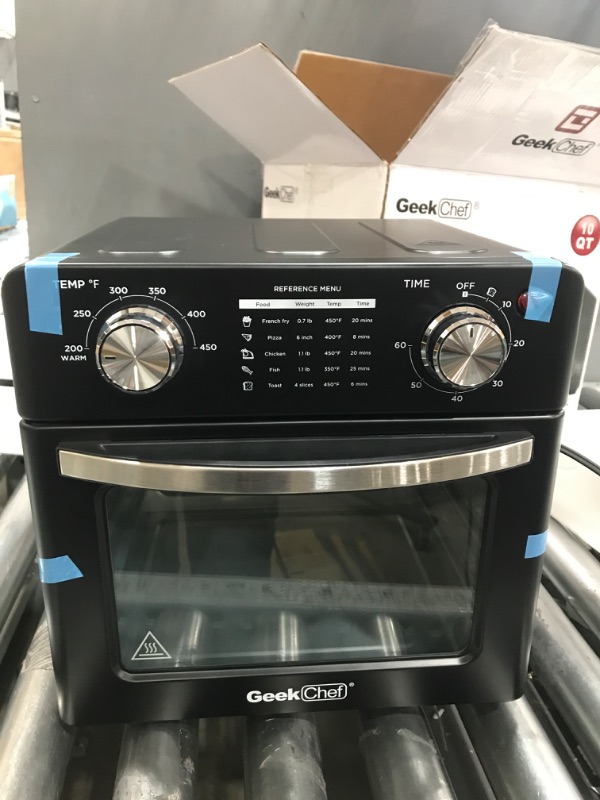 Photo 3 of ***TESTED/ TURNS ON*** Geek Chef Air Fryer Toaster Oven, 10QT Toaster Ovens Countertop, 4 Slice Toaster, 6 Inch Pizza, Warm, Broil, Toast, Bake, Air Fry, Perfect for Countertop 10QT Air Fryer Toaster Oven Combo