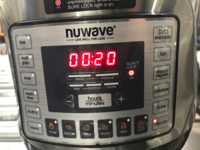 Photo 2 of **tested/ turns on** NUWAVE Nutri-Pot 6-Quart Digital Pressure Cooker with Sure-Lock Safety System; Dishwasher-Safe Non-Stick Inner Pot; 11 Pre-Programmed Presets; Detachable Pressure Pot Lid for Easy Cleaning; (6-Quart)