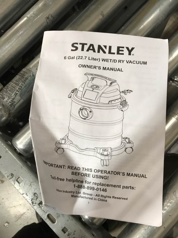 Photo 3 of **PARTS ONLY**
Stanley SL18116 Wet/Dry Vacuum,