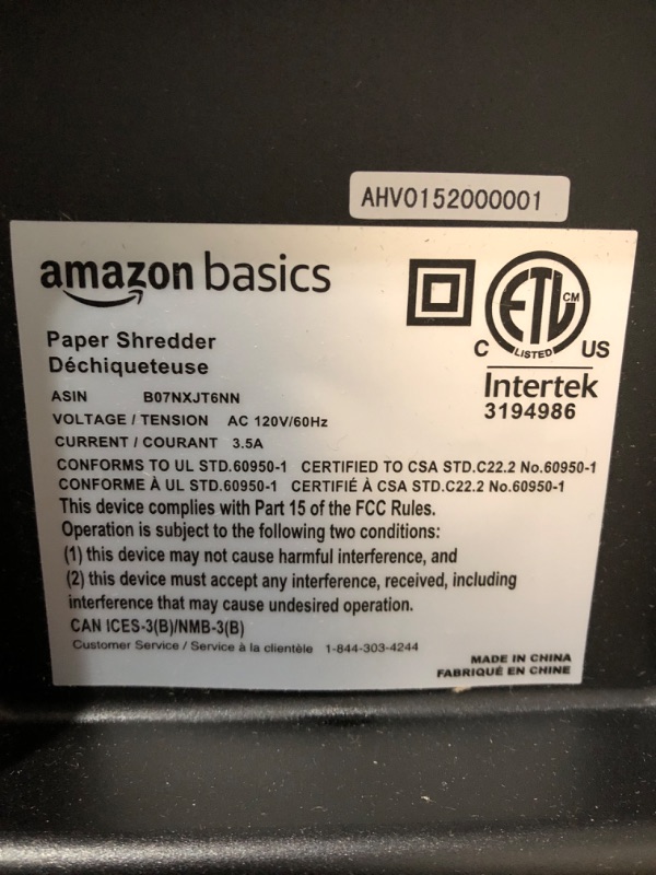 Photo 3 of Amazon Basics 150-Sheet Autofeed Micro-Cut Paper Shredder 150 Sheet Shredder