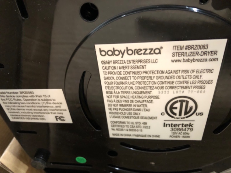 Photo 5 of Baby Brezza Superfast - Just 10 Minutes - Baby Bottle Sterilizer + Dryer - Electric Steam Sterilization – Universal Sterilizing for All Bottles: Plastic + Glass + Pacifiers + Breast Pump Parts