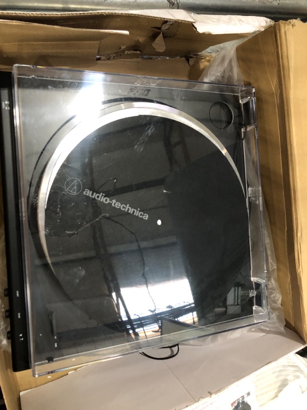 Photo 1 of Audio-Technica AT-LP60X-BK Fully Automatic Belt-Drive Stereo Turntable, Black, Hi-Fi, 2 Speed, Dust Cover, Anti-Resonance, Die-Cast Aluminum Platter