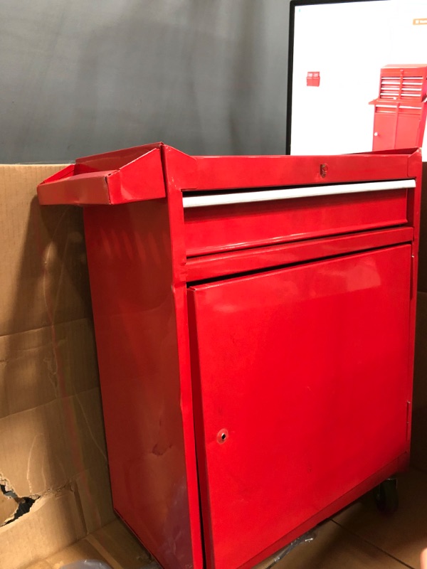 Photo 3 of BIG RED ATBT1204R-RED Detachable 4 Drawer Tool Chest with Large Storage Cabinet and Adjustable Shelf, 20.3" l x 11" w x 40.4" h