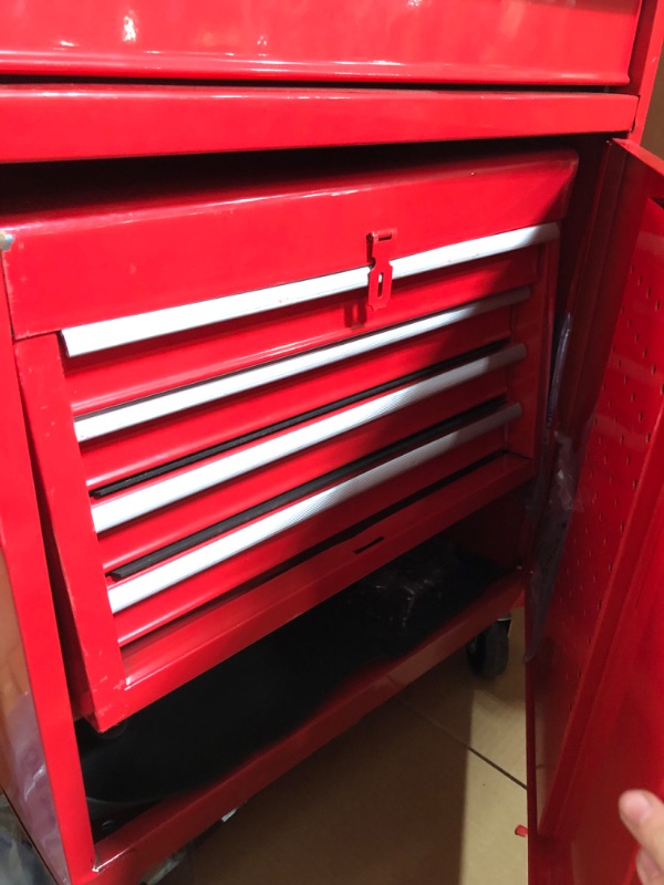 Photo 6 of BIG RED ATBT1204R-RED Detachable 4 Drawer Tool Chest with Large Storage Cabinet and Adjustable Shelf, 20.3" l x 11" w x 40.4" h