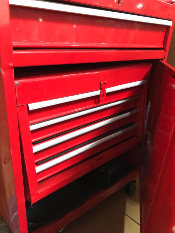 Photo 5 of BIG RED ATBT1204R-RED Detachable 4 Drawer Tool Chest with Large Storage Cabinet and Adjustable Shelf, 20.3" l x 11" w x 40.4" h