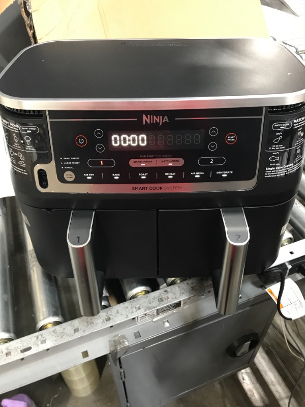 Photo 2 of Ninja DZ550 Foodi 10 Quart 6-in-1 DualZone Smart XL Air Fryer with 2 Independent Baskets, Smart Cook Thermometer for Perfect Doneness, Match Cook & Smart Finish to Roast, Dehydrate & More, Grey