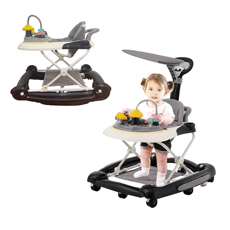 Photo 1 of Boyro Baby 4 in 1 Baby Walker, Baby Walkers for Boys and Girls with Removable Footrest, Feeding Tray & Music Tray, Foldable Activity Walker for Baby Age 6 Months+, Help Baby Walk
