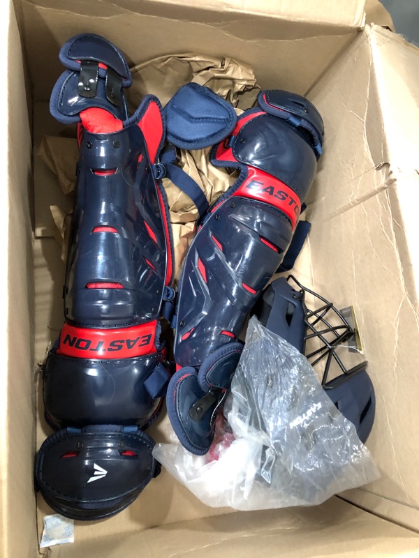 Photo 3 of Easton | ELITE X Baseball Catcher's Equipment | Box Set | NOCSAE Approved | Youth/Intermediate/Adult | Multiple Colors Intermediate Navy/Red