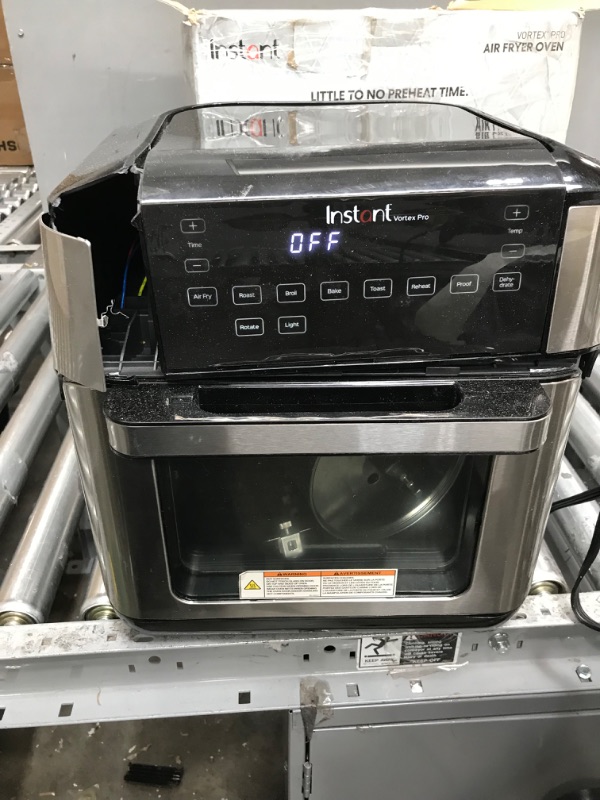 Photo 5 of **DAMAGED**Instant Vortex Pro Air Fryer, 10 Quart, 9-in-1 Rotisserie and Convection Oven, From the Makers of Instant Pot with EvenCrisp Technology, App With Over 100 Recipes, 1500W, Stainless Steel 10QT Vortex Pro
