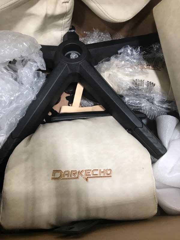 Photo 4 of **LOOSE HARDWARE**Darkecho Gaming Chair Office Chair with Footrest Massage Vintage Leather Ergonomic Computer Chair Racing Desk Chair Reclining Adjustable High Back Gamer Chair with Headrest and Lumbar Support Ivory