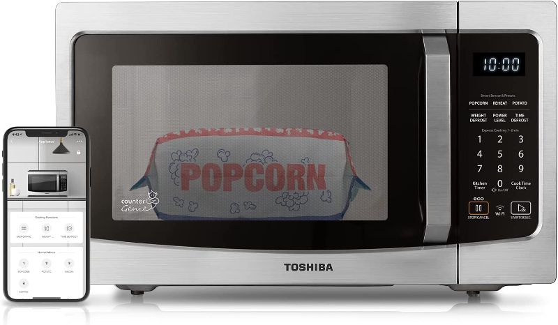 Photo 1 of TOSHIBA ML-EM34P(SS) Smart Countertop Microwave, Sensor Reheat, Works With Alexa & Remote Control, Kitchen Essentials, Mute Function&ECO Mode, 1100W, 1.3 Cu Ft, With 12.4" Turntable, Stainless Steel
