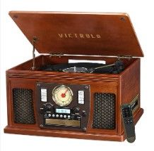 Photo 1 of Victrola Navigator 8-in-1 Classic Bluetooth Record Player with USB Encoding and 3-Speed Turntable Bundle with Victrola Wooden Stand for Wooden Music Centers with Record Holder Shelf, Mahogany