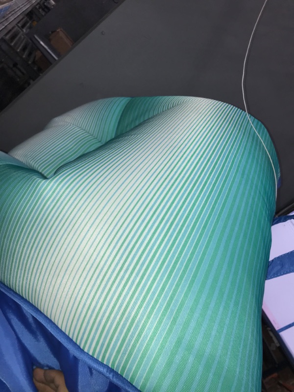 Photo 3 of Big Joe Kona No Inflation Needed Pool Lounger with Headrest, Fade Aqua Double Sided Mesh, 5.5ft Big