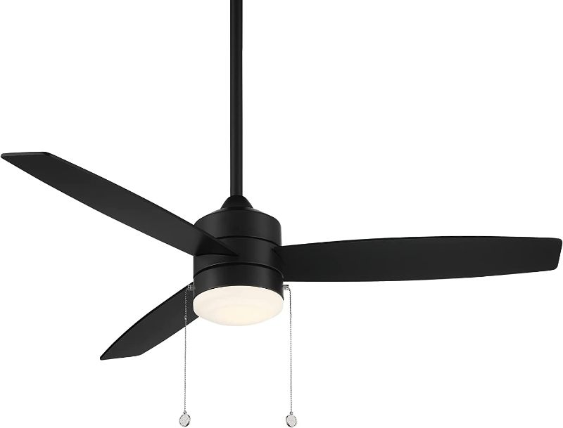 Photo 1 of  Indoor and Outdoor 3-Blade Pull Chain Ceiling Fan Matte Black with 3000K LED Light Kit
