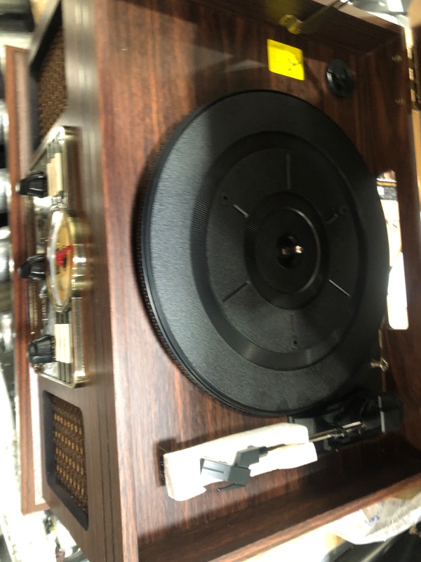 Photo 3 of Victrola Nostalgic 6-in-1 Bluetooth Record Player & Multimedia Center with Built-in Speakers - 3-Speed Turntable, CD & Cassette Player, AM/FM Radio | Wireless Music Streaming | Espresso Espresso Entertainment Center