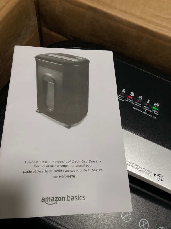 Photo 3 of Amazon Basics 15-Sheet Cross-Cut Paper, CD Credit Card Office Shredder 15 Sheet - original model Shredder