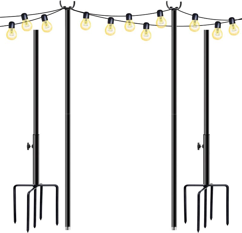 Photo 1 of 
Holiday Styling String Lights Poles 2 Pack for Outdoor Patio,9FT Heavy Duty Metal Black Lighting Stand Pole - Garden,Backyard,Patio Lighting and Decorations...