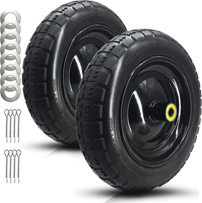 Photo 1 of 
4 Tires***13" Flat Free Solid Tire and Wheel for Gorilla Carts Replacement Wheels,Wheelbarrow,Garden Cart,Trolleys,Hand Trucks and Yard Trailers(5/8" Bearings