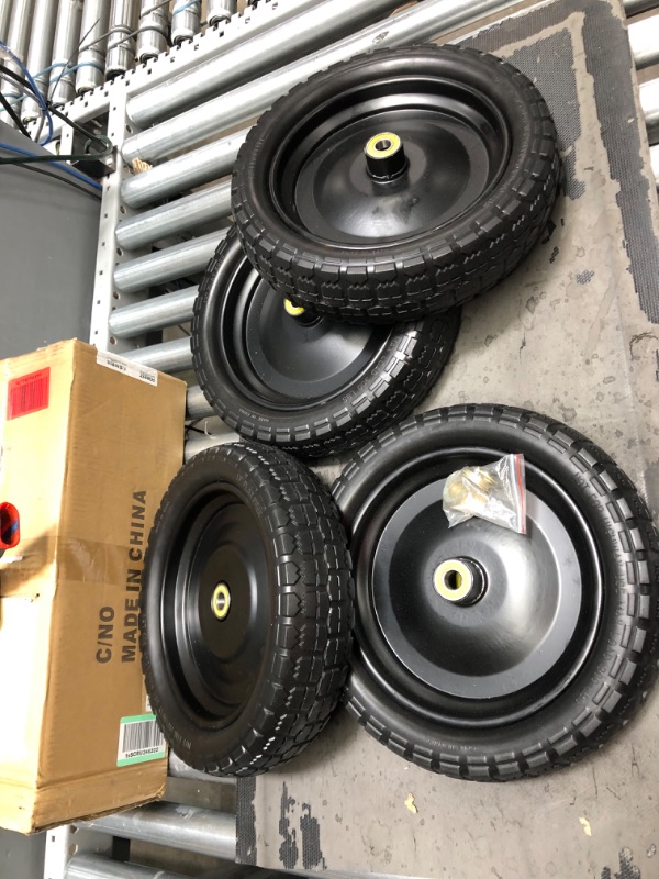 Photo 2 of 
4 Tires***13" Flat Free Solid Tire and Wheel for Gorilla Carts Replacement Wheels,Wheelbarrow,Garden Cart,Trolleys,Hand Trucks and Yard Trailers(5/8" Bearings