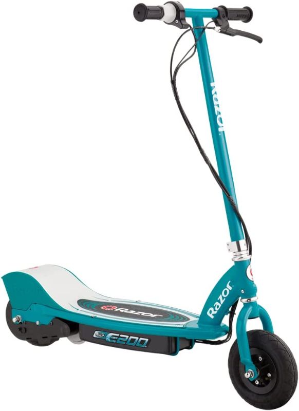 Photo 1 of 
Razor E200 Electric Scooter - 8" Air-Filled Tires, 200-Watt Motor, Up to 12 mph and 40 min of Ride Time
Style:Standing Ride (E200)
Pattern Name:Scooter
Color:Teal