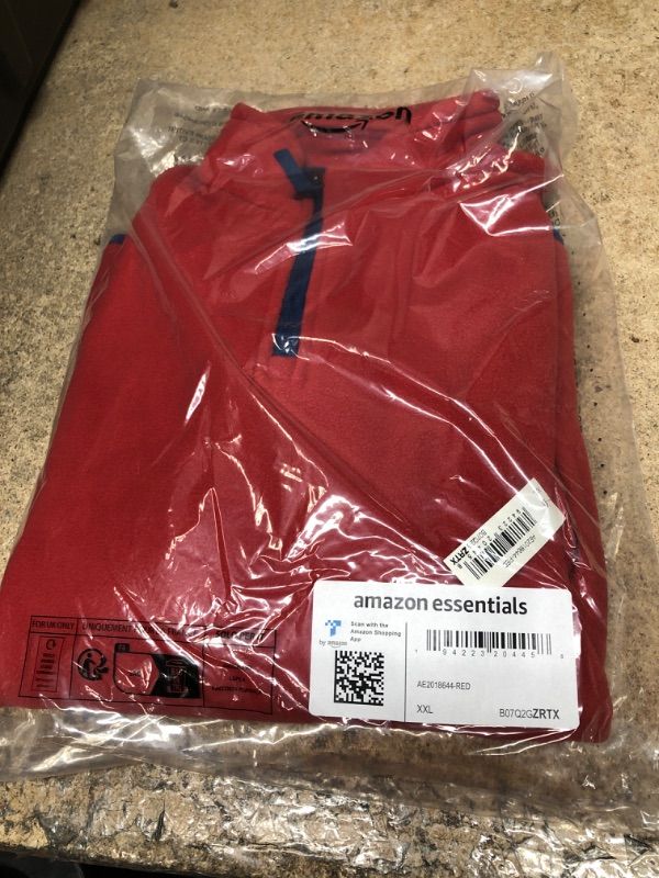 Photo 2 of Amazon Essentials Boys and Toddlers' Polar Fleece Quarter-Zip Pullover Jacket Polyester Red XX-Large