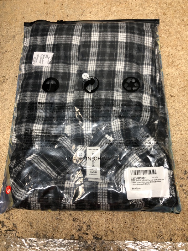 Photo 2 of BMJL Women's Button Down Plaid Shirts Oversized Flannel Shacket Collared Casual Tops Long Sleeve Blouses Black070 Medium