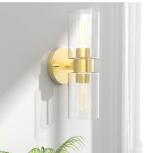 Photo 1 of 2-Light Luxury Bathroom Light Fixtures, Gold Bathroom Vanity Light Over Mirror, Modern Wall Sconce Light for Bathroom Bedroom Hallway Stair