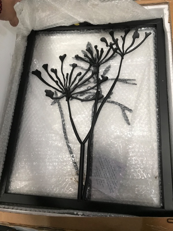 Photo 2 of Kate and Laurel Malak Modern Floral Framed Cut Out Metal Plaques, Set of 2, 19.75 x 15.25, Chic Metalwork Art for Wall 