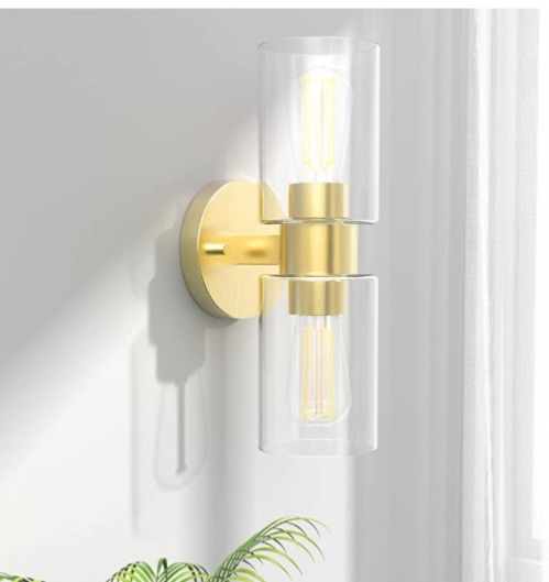 Photo 1 of 2-Light Luxury Bathroom Light Fixtures, Gold Bathroom Vanity Light Over Mirror, Modern Wall Sconce Light for Bathroom Bedroom Hallway Stair
