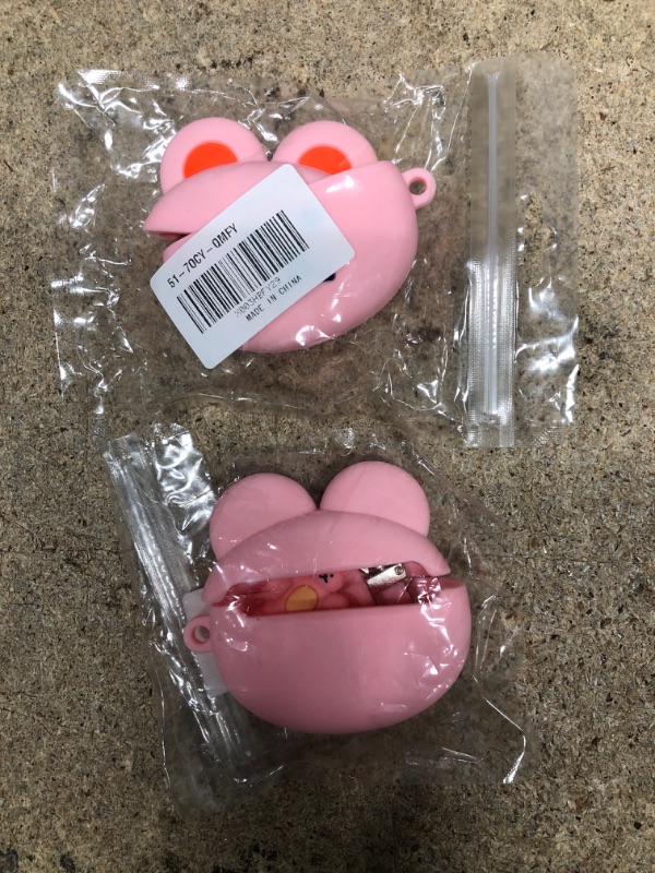 Photo 2 of 2-Pack Cute AirPod Pro case,with Key Chain and Beautiful Bear Pendant,Soft Silicone Protective Soft Shell,Compatible with for Airpods Pro Case (Pink)