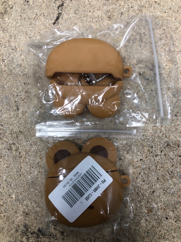 Photo 2 of 2-Pack Cute AirPods 2nd 1st Generation Case,with Key Chain and Beautiful Bear Pendant,Soft Silicone Protective Soft Shell, Compatible with AirPods 1st & 2nd Generation Case (Brown)