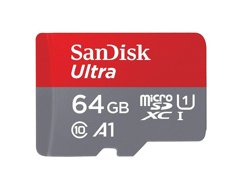 Photo 1 of SanDisk Ultra Plus 64GB microSDXC UHS-I Card with SD Adapter, Grey/Red, Full HD up to 100 MB/S For Android Phone, Tables and Camera (2 Pack of 64 GB Micro SD- Card)