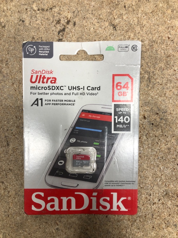 Photo 2 of SanDisk Ultra Plus 64GB microSDXC UHS-I Card with SD Adapter, Grey/Red, Full HD up to 100 MB/S For Android Phone, Tables and Camera (2 Pack of 64 GB Micro SD- Card)