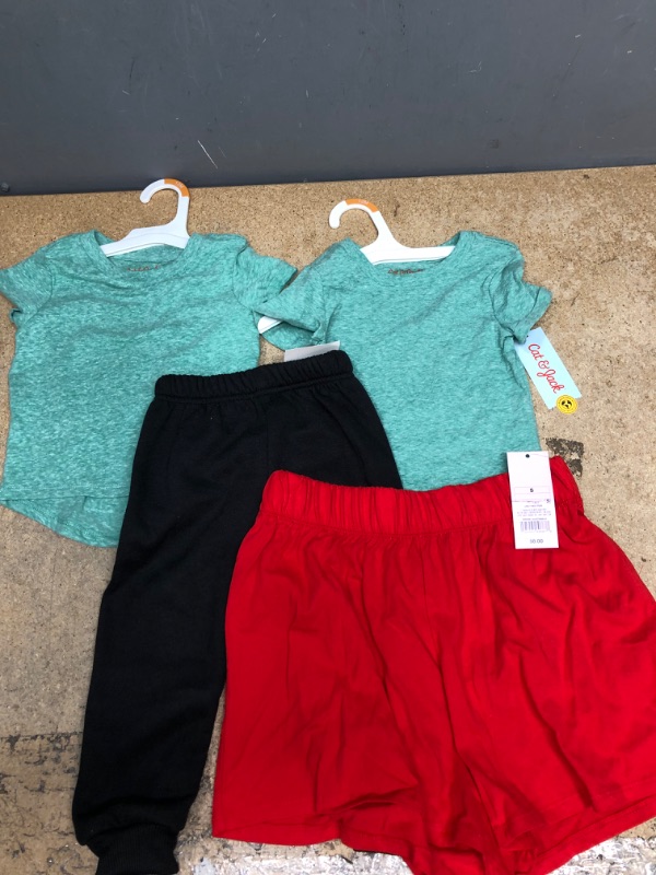 Photo 1 of BUNDLE - Short Sleeve T-Shirt - Cat & Jack™ (2) and 3T black sweat pants; and Lively Red shorts - S. 