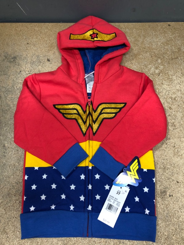 Photo 1 of Toddler Girls DC Wonder Woman Full Zip Fleece Hoodie Sweatshirt 3T